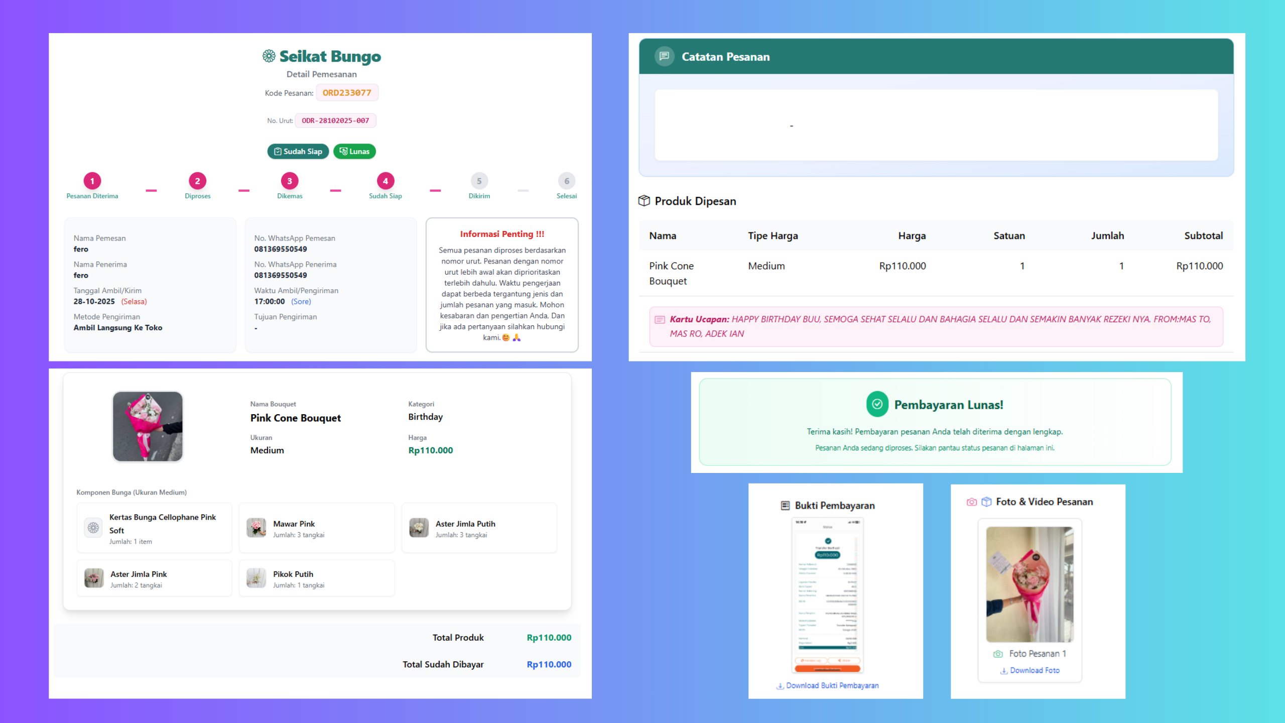 Halaman Detail Pesanan Online